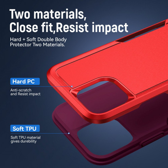 Heavy Duty Strong Armor Hybrid Trailblazer Case Cover for Apple iPhone 11 Pro Max [6.7] (Red)
