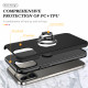 Glossy Dual Layer Armor Hybrid Stand Metal Plate Flat Ring Case for Apple iPhone 14 Max Plus [6.7] (Black)
