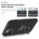 Glossy Dual Layer Armor Hybrid Stand Metal Plate Flat Ring Case for Apple iPhone 14 [6.1] (Black)