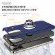 Glossy Dual Layer Armor Hybrid Stand Metal Plate Flat Ring Case for Apple iPhone 14 [6.1] (Navy Blue)