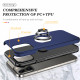 Glossy Dual Layer Armor Hybrid Stand Metal Plate Flat Ring Case for Apple iPhone 14 Max Plus [6.7] (Navy Blue)