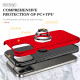 Glossy Dual Layer Armor Hybrid Stand Metal Plate Flat Ring Case for Apple iPhone 14 [6.1] (Red)