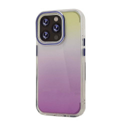 Transparent Armor Gradient Color Cover Case for iPhone 14 Pro 6.1, Shockproof Anti-Scratch TPU Impact Case, Accessible Controls- (PurpleYellow)