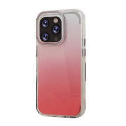 Transparent Armor Gradient Color Cover Case for iPhone 14 Pro 6.1, Shockproof Anti-Scratch TPU Impact Case, Accessible Controls- (Red)