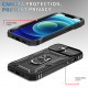 Heavy Duty Tech Armor Ring Stand Lens Cover Grip Case with Metal Plate for Apple iPhone 14 [6.1] (Black)