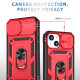 Heavy Duty Tech Armor Ring Stand Lens Cover Grip Case with Metal Plate for Apple iPhone 14 Max Plus [6.7] (Red)