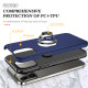 Glossy Dual Layer Armor Hybrid Stand Metal Plate Flat Ring Case for Apple iPhone 14 Pro Max [6.7] (Navy Blue)