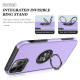 Glossy Dual Layer Armor Hybrid Stand Metal Plate Flat Ring Case for Apple iPhone 14 Pro Max [6.7] (Purple)