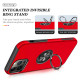 Glossy Dual Layer Armor Hybrid Stand Metal Plate Flat Ring Case for Apple iPhone 14 Pro [6.1] (Red)