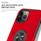 Glossy Dual Layer Armor Hybrid Stand Metal Plate Flat Ring Case for Apple iPhone 14 Pro [6.1] (Red)