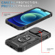 Heavy Duty Tech Armor Ring Stand Lens Cover Grip Case with Metal Plate for Apple iPhone 14 Pro [6.1] (Black)