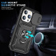 Heavy Duty Tech Armor Ring Stand Lens Cover Grip Case with Metal Plate for Apple iPhone 14 Pro [6.1] (Black)