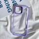 Chrome Button Transparent Slim Edge Bumper Strong Armor Protection Cover Case for Apple iPhone 14 Pro [6.1] (Purple)