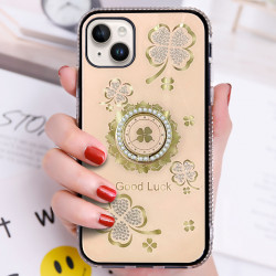 Shockproof Clover Diamond Ring Case for iPhone 14 Pro Max 6.7 - Anti-Scratch, 360° Kickstand, Lightweight, Accessible Controls -(RoseGold)