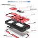 Heavy Duty Tech Armor Ring Stand Lens Cover Grip Case with Metal Plate for Apple iPhone 14 Pro Max [6.7] (Red)
