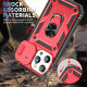 Heavy Duty Tech Armor Ring Stand Lens Cover Grip Case with Metal Plate for Apple iPhone 14 Pro Max [6.7] (Red)