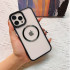 Transparent Chrome Button Magnetic MagSafe Circle Corner Protection Cover Case for iPhone 14 Pro 6.1-(Black)