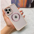 Transparent Chrome Button Magnetic MagSafe Circle Corner Protection Cover Case for iPhone 14 Pro 6.1-(Pink)