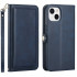 Premium PU Leather Folio Wallet Case with Card Holder, Kickstand for iPhone 15 Plus (Navy Blue)
