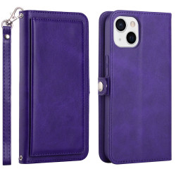 Premium PU Leather Wallet Case, Card Holder Slots, Kickstand, Full Protection, for iPhone 15 - Shockproof, Anti-Scratch, Lightweight (Purple)