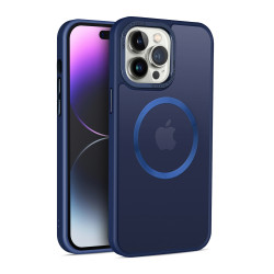 Shockproof MagSafe Phone Cover for iPhone 15: Stainless Camera Edge, Button Shields, Anti-Scratch, Slim Fit (Navy Blue)