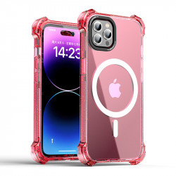 Slim Shockproof MagSafe Corner Bumper Case for iPhone 15 Pro Max - Transparent Blue Cover w/ Anti-Scratch & Dustproof Protection (Hot Pink)
