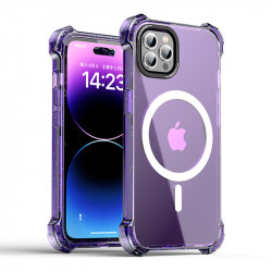 Slim Shockproof MagSafe Corner Bumper Case for iPhone 15 Pro Max - Transparent Blue Cover w/ Anti-Scratch & Dustproof Protection (Purple)