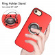 Glossy Dual Layer Armor Hybrid Stand Metal Plate Flat Ring Case for Apple iPhone 8 Plus / 7 Plus (Red)