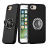 Glossy Dual Layer Armor Hybrid Stand Metal Plate Flat Ring Case for Apple iPhone 8 Plus / 7 Plus (Black)