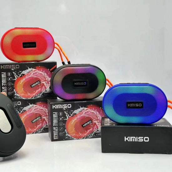 Portable Wireless Bluetooth LED Speaker KMS181, Powerful Sound, SD/USB Slot, FM Radio, Durable Shell for Universal Bluetooth Devices (Black)