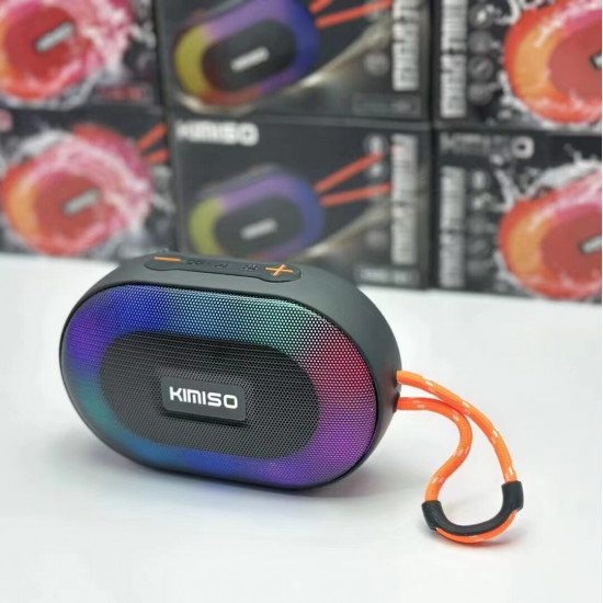 Portable Wireless Bluetooth LED Speaker KMS181, Powerful Sound, SD/USB Slot, FM Radio, Durable Shell for Universal Bluetooth Devices (Black)