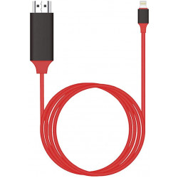 IP Lighting to HDMI Adapter 6.5FT 1080P HDTV Cable, Digital AV Sync for Universal Apple iPhone & Devices, 2K@60Hz Support (Red)