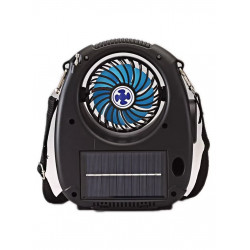 NS-8059SF Outdoor Portable Bluetooth Speaker w/ Cooling Fan, FM Radio, Solar Charge, Flashlight & Carry Strap for Universal Devices - Blue