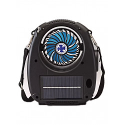 NS-8059SF Outdoor Portable Bluetooth Speaker w/ Cooling Fan, FM Radio, Solar Charge, Flashlight & Carry Strap for Universal Devices - Black