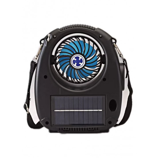 NS-8059SF Outdoor Portable Bluetooth Speaker w/ Cooling Fan, FM Radio, Solar Charge, Flashlight & Carry Strap for Universal Devices - Black