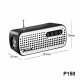 Sleek Silver Grill Design Portable Bluetooth Wireless Speaker P150 with Micro SD and USB Slots, FM Radio, and a Durable Shell for Universal Devices (Black)