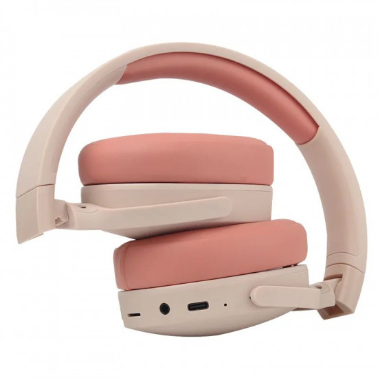 Foldable Bluetooth Wireless Headset P2961 with Built-in Mic, FM Radio, AUX & SD Card Slot - Universal Compatibility & HiFi Stereo Sound (Beige)