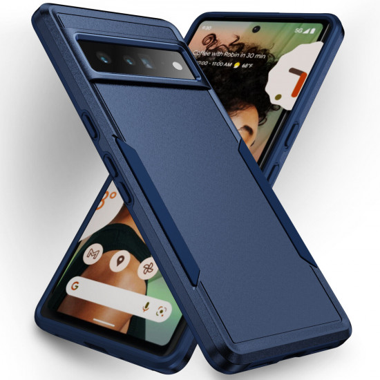 Heavy Duty Strong Armor Hybrid Trailblazer Case Cover for Google Pixel 7a (Navy Blue)