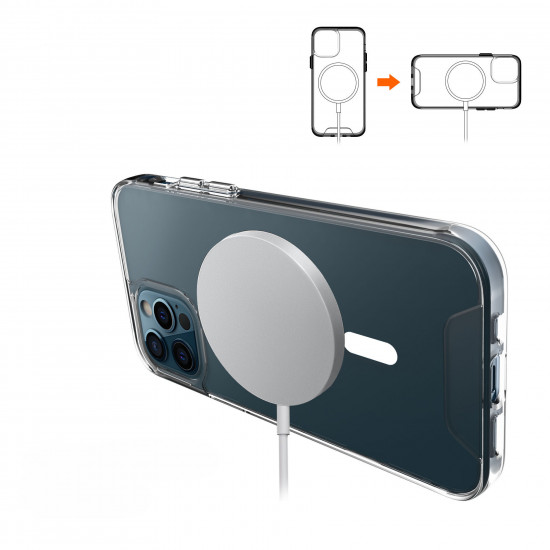 Crystal Clear Transparent Slim Magnetic Cover Case Magsafe Compatible for Apple iPhone 14 Pro Max [6.7] (Clear)