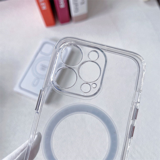 Crystal Clear Transparent Slim Magnetic Cover Case Magsafe Compatible for Apple iPhone 14 Pro Max [6.7] (Clear)