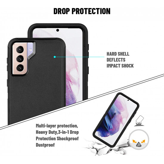 Heavy Duty Armor Robot Case with Clip for Samsung Galaxy S23 Ultra 5G (Black Orange)