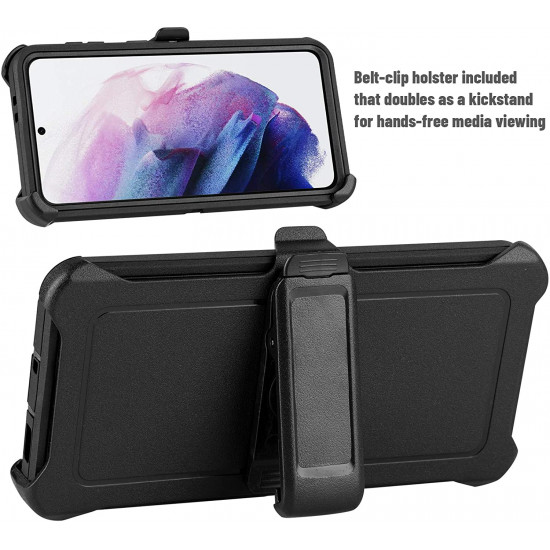 Heavy Duty Armor Robot Case with Clip for Samsung Galaxy S23 Ultra 5G (Black Orange)