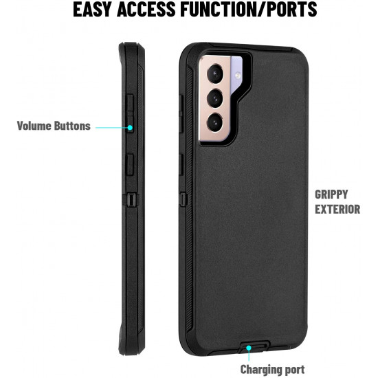 Heavy Duty Armor Robot Case with Clip for Samsung Galaxy S23 Ultra 5G (Black Orange)