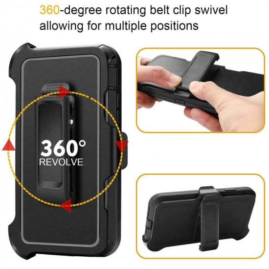 Heavy Duty Armor Robot Case with Clip for Samsung Galaxy S23 Ultra 5G (Black Orange)