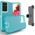 Heavy Duty Armor Robot Case with Clip for Samsung Galaxy Note 20 (AquaBlue Blue)