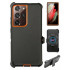 Heavy Duty Armor Robot Case with Clip for Samsung Galaxy S23 5G (Black Orange)