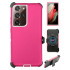 Heavy Duty Armor Robot Case with Clip for Samsung Galaxy Note 20 (HotPink White)