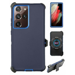 Heavy Duty Armor Robot Case with Clip for Samsung Galaxy Note 20 (NavyBlue Blue)