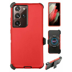 Heavy Duty Armor Robot Case with Clip for Samsung Galaxy S23 Plus 5G (Red Black)