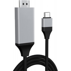 Type-C to HDMI Adapter 6.5FT 1080P Cable for Universal Cell Phone, MacBook, Galaxy - Watch TV, Play Games, Share Screen (Black)
